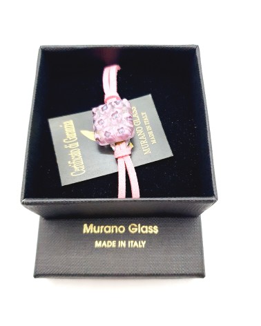 Bracelet en cuir et verre de Murano bijoux fantaisies fait à la main Bijoux Murano Bracelet en cuir et verre de Murano bijoux fantaisies fait à la main Bijoux Murano