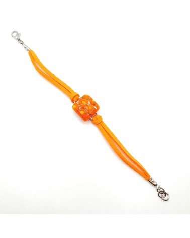 Bracelet en cuir et verre de Murano bijoux fantaisies fait à la main Bijoux Murano Bracelet en cuir et verre de Murano bijoux fantaisies fait à la main Bijoux Murano