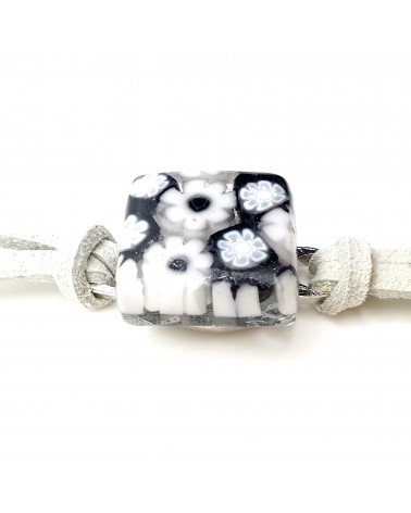 Bracelet en cuir et verre de Murano bijoux fantaisies fait à la main Bijoux Murano Bracelet en cuir et verre de Murano bijoux fantaisies fait à la main Bijoux Murano