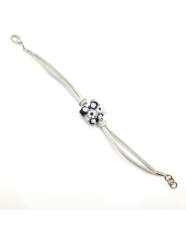 Bracelet en cuir et verre de Murano bijoux fantaisies fait à la main Bijoux Murano