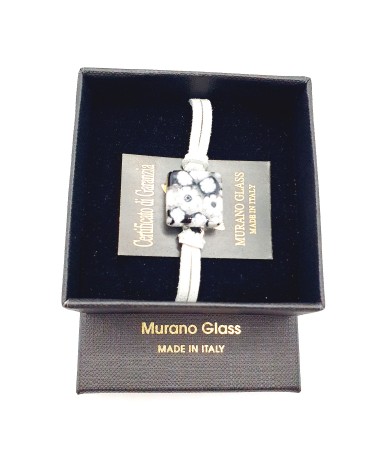 Bracelet en cuir et verre de Murano bijoux fantaisies fait à la main Bijoux Murano Bracelet en cuir et verre de Murano bijoux fantaisies fait à la main Bijoux Murano