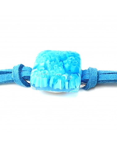 Bracelet en cuir et verre de Murano bijoux fantaisies fait à la main Bijoux Murano Bracelet en cuir et verre de Murano bijoux fantaisies fait à la main Bijoux Murano