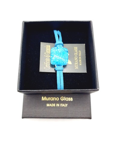 Bracelet en cuir et verre de Murano bijoux fantaisies fait à la main Bijoux Murano Bracelet en cuir et verre de Murano bijoux fantaisies fait à la main Bijoux Murano