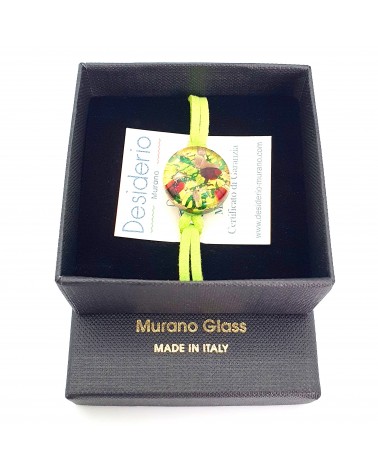 Bracelet en cuir et verre de Murano  bijoux fantaisies bijoux Murano