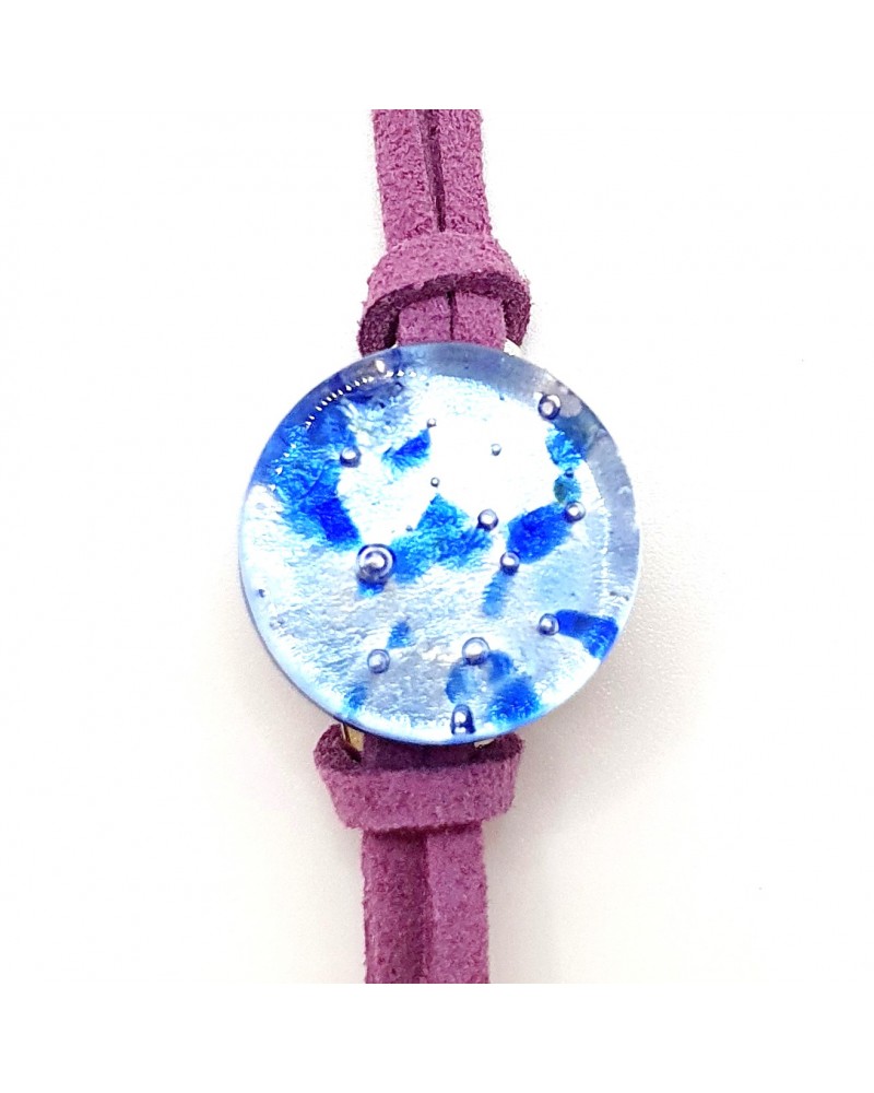 Bracelet en cuir et verre de Murano  bijoux fantaisies bijoux Murano Bracelet en cuir et verre de Murano  bijoux fantaisies bijoux Murano