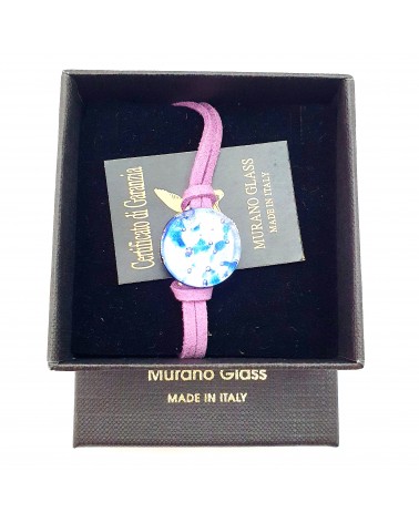 Bracelet en cuir et verre de Murano  bijoux fantaisies bijoux Murano Bracelet en cuir et verre de Murano  bijoux fantaisies bijoux Murano