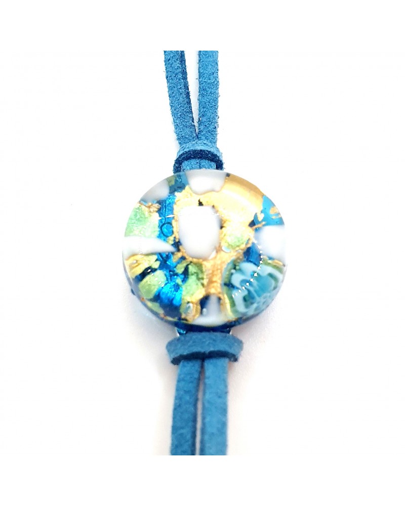 Bracelet en cuir verre de Murano  rond fait à la main  Made in Italie Bracelet en cuir verre de Murano  rond fait à la main  Made in Italie