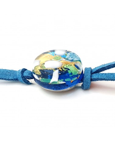 Bracelet en cuir verre de Murano  rond fait à la main  Made in Italie Bracelet en cuir verre de Murano  rond fait à la main  Made in Italie