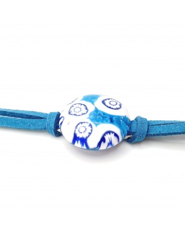 Bracelet en cuir et verre de Murano  bijoux fantaisies bijoux Murano Bracelet en cuir et verre de Murano  bijoux fantaisies bijoux Murano