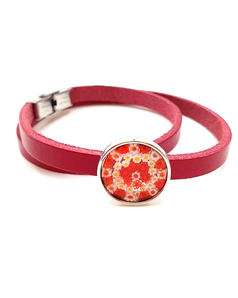 Bracelet Cuir verre de Murano made in Italy venise Bracelet Cuir verre de Murano made in Italy venise