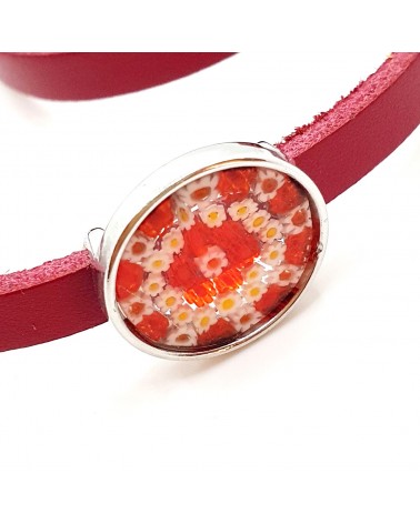 Bracelet Cuir verre de Murano made in Italy venise Bracelet Cuir verre de Murano made in Italy venise