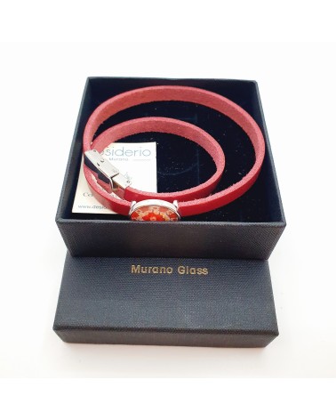 Bracelet Cuir verre de Murano made in Italy venise Bracelet Cuir verre de Murano made in Italy venise