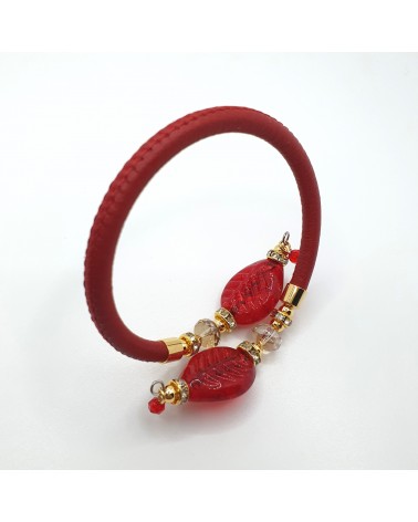 Bracelet Ginger simple en cuir et verre de Murano bijoux fantaisies made in Italy Bracelet Ginger simple en cuir et verre de Murano bijoux fantaisies made in Italy