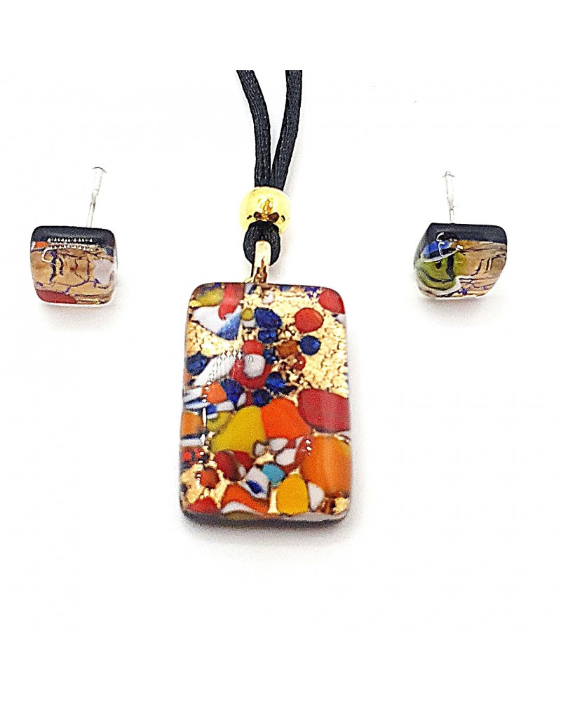 Parure réctangle en verre de Murano bijoux fantaisies made in Italie