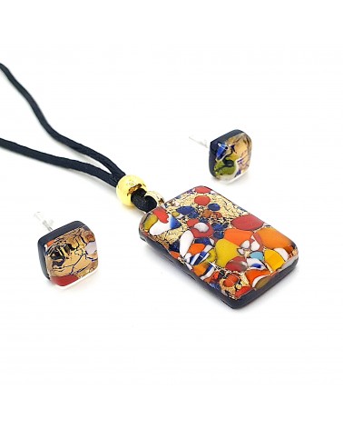 Parure réctangle en verre de Murano bijoux fantaisies made in Italie