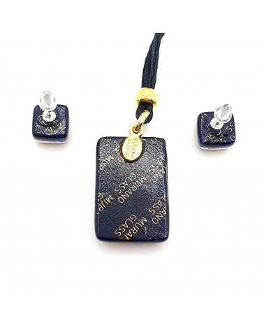 Parure réctangle en verre de Murano bijoux fantaisies made in Italie