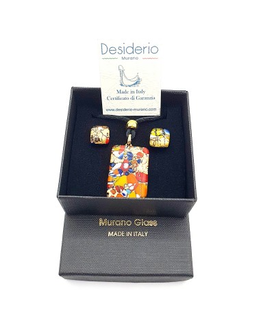 Parure réctangle en verre de Murano bijoux fantaisies made in Italie
