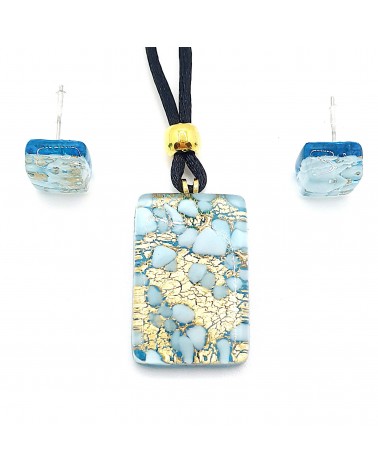 Parure réctangle en verre de Murano bijoux fantaisies made in Italie