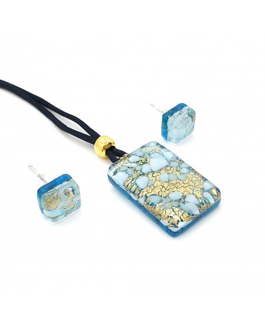 Parure réctangle en verre de Murano bijoux fantaisies made in Italie