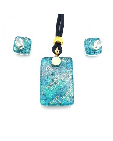 Parure réctangle en verre de Murano bijoux fantaisies made in Italie