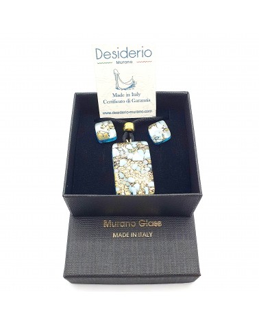 Parure réctangle en verre de Murano bijoux fantaisies made in Italie