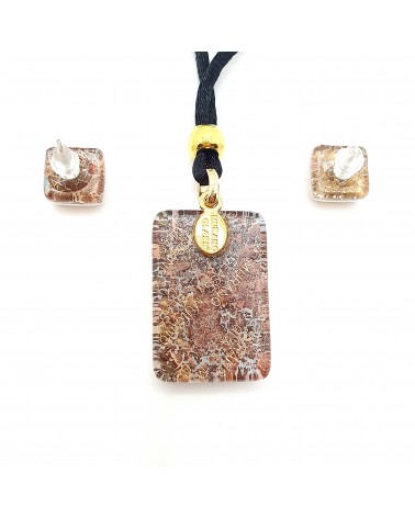 Parure réctangle en verre de Murano bijoux fantaisies made in Italie