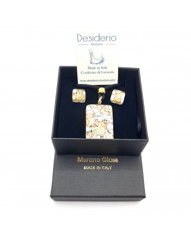 Parure réctangle en verre de Murano bijoux fantaisies made in Italie