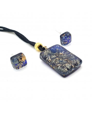 Parure réctangle en verre de Murano bijoux fantaisies made in Italie