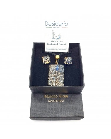 Parure réctangle en verre de Murano bijoux fantaisies made in Italie
