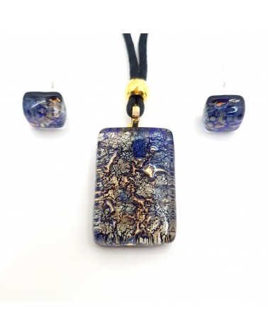 Parure réctangle en verre de Murano bijoux fantaisies made in Italie