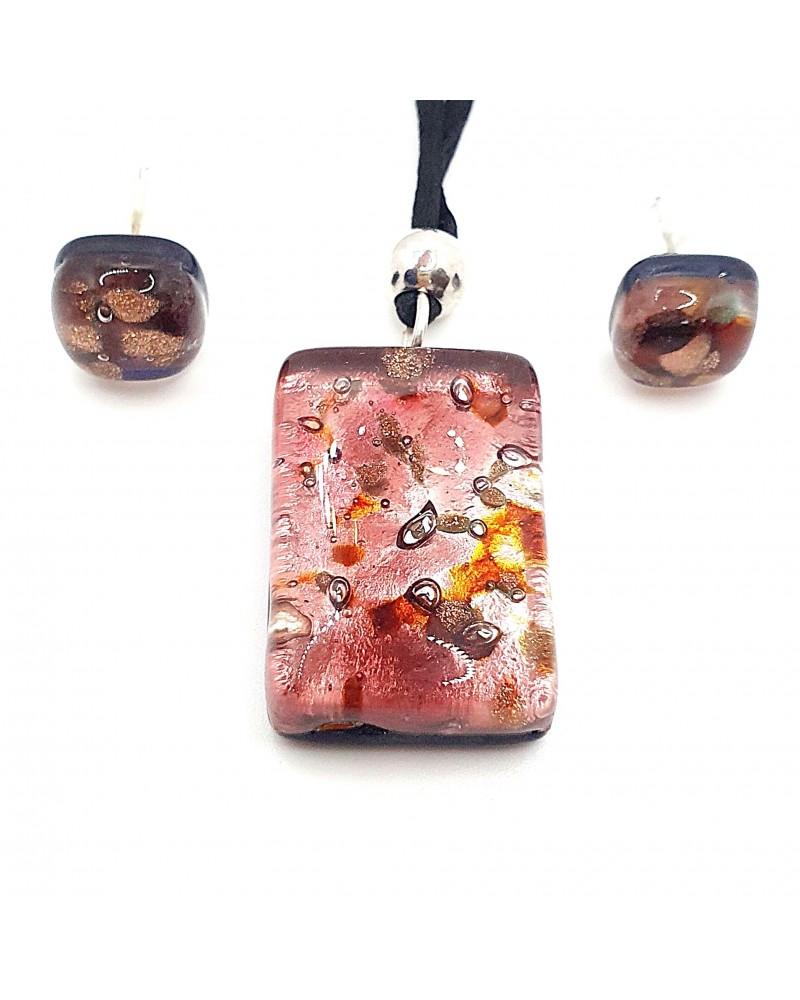 Parure réctangle en verre de Murano bijoux fantaisies made in Italie