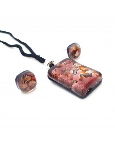 Parure réctangle en verre de Murano bijoux fantaisies made in Italie