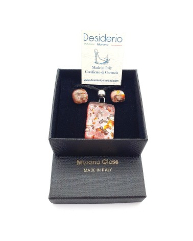 Parure réctangle en verre de Murano bijoux fantaisies made in Italie