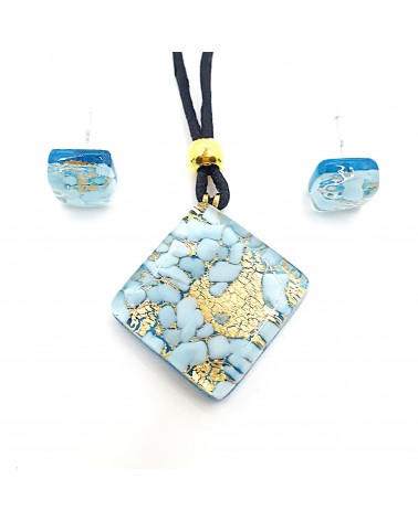 Parure carré en verre de Murano bijoux fantaisies made in Italie