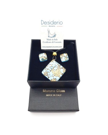 Parure carré en verre de Murano bijoux fantaisies made in Italie