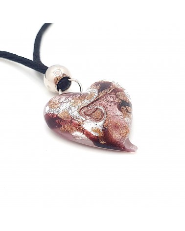 Pendentif cœur vortex en verre de Murano bijoux fantaisies fait à la main