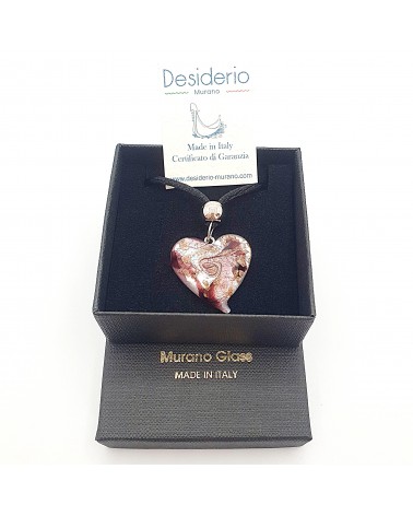Pendentif cœur vortex en verre de Murano bijoux fantaisies fait à la main
