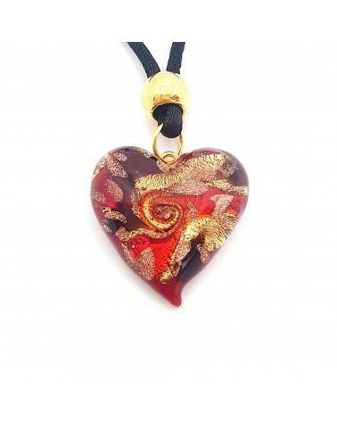 Pendentif cœur vortex en verre de Murano bijoux fantaisies fait à la main