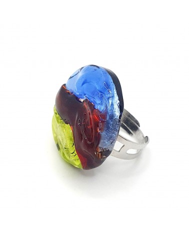 Bague ronde verre Murano collection vague bijoux fait à la main