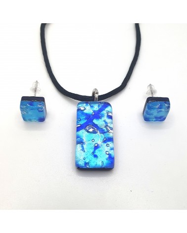 Petite parure rectangle en verre de Murano bijoux fantaisies fait à la main