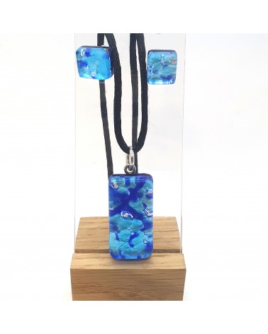Petite parure rectangle en verre de Murano bijoux fantaisies fait à la main