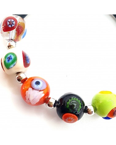 Bracelet Rebecca mosaico en caoutchouc et verre de Murano bijoux fantaisie
