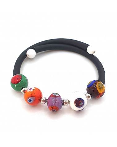 Bracelet Rebecca mosaico en caoutchouc et verre de Murano bijoux fantaisie