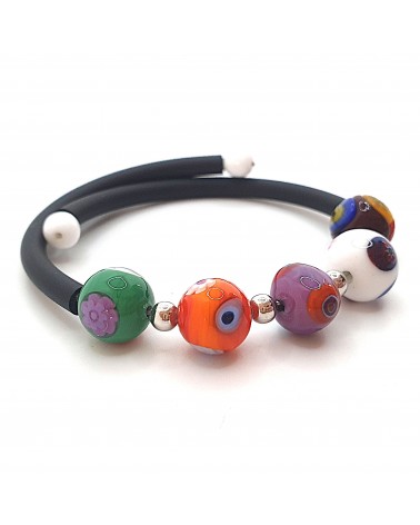 Bracelet Rebecca mosaico en caoutchouc et verre de Murano bijoux fantaisie