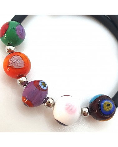 Bracelet Rebecca mosaico en caoutchouc et verre de Murano bijoux fantaisie