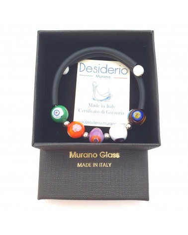 Bracelet Rebecca mosaico en caoutchouc et verre de Murano bijoux fantaisie