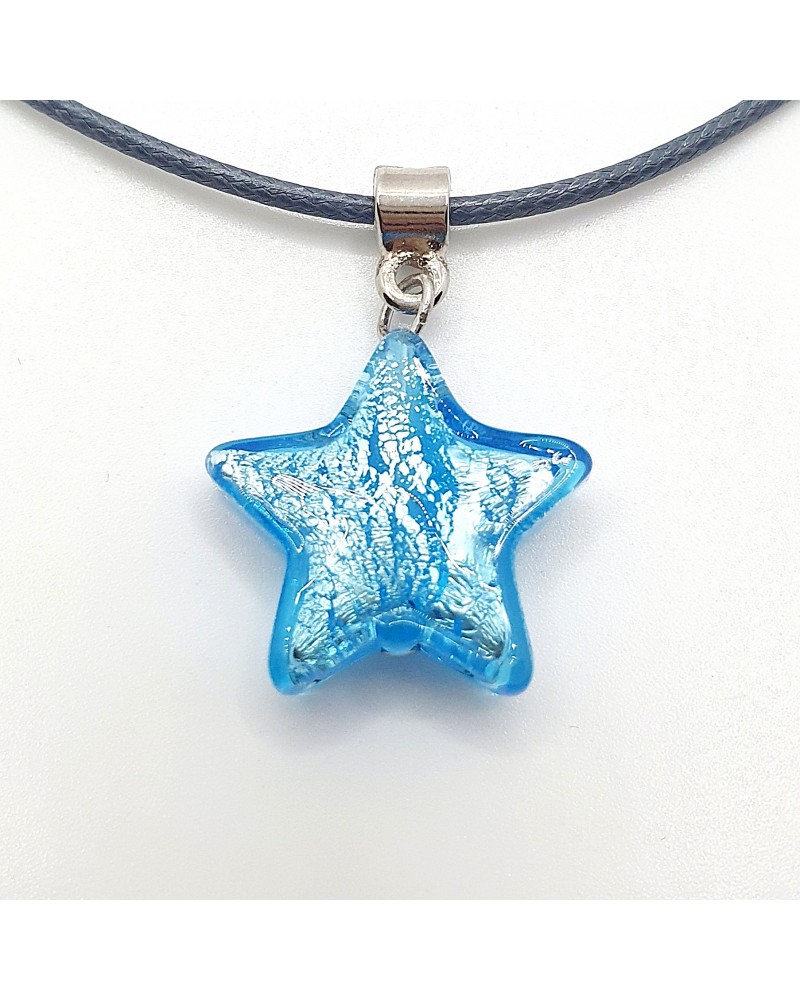 Pendentif étoile en verre de Murano bleu bijoux fantaisies verre de Murano