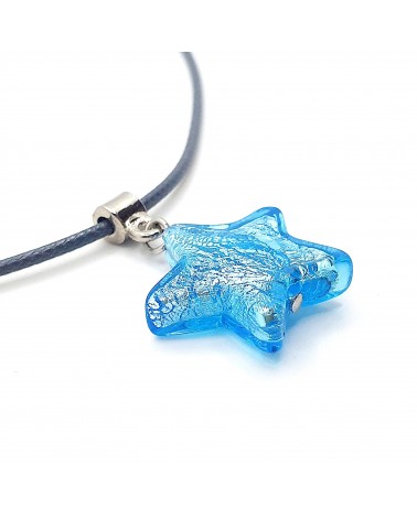 Pendentif étoile en verre de Murano bleu bijoux fantaisies verre de Murano