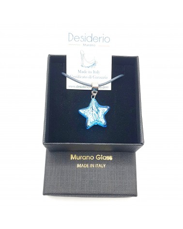 Pendentif étoile en verre de Murano bleu bijoux fantaisies verre de Murano