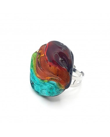 Bague ronde verre Murano collection vague bijoux fait à la main